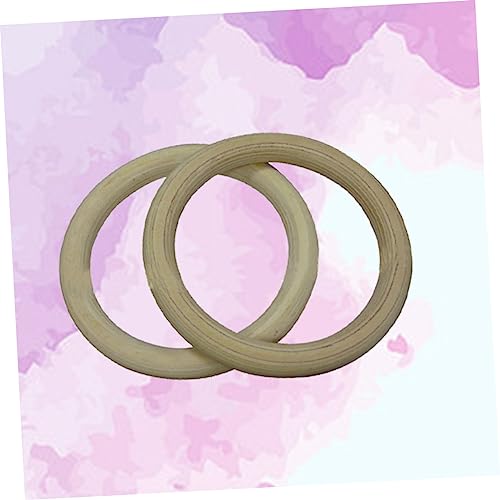 Garneck Gymnastic Rings Workout Rings Exercise Rings Fitness Ring Wooden - color: Khaki