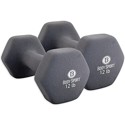 Body Sport Neoprene Dumbbell Weight - Latex-Free, Strength Training Equipment for Home Fitness & Gym Workouts - color: 12 Pound