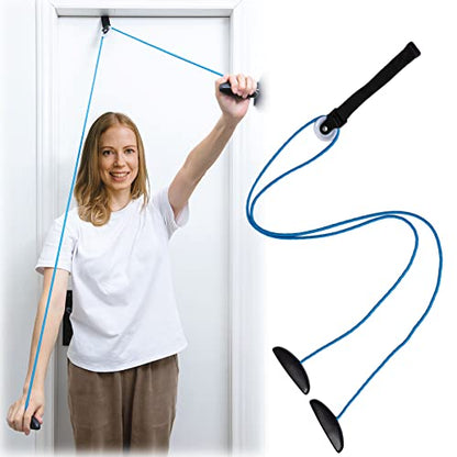 Shoulder Pulley Over The Door Physical Therapy System, Exercise Pulley, Alleviate Shoulder Pain and Facilitate Recovery from Surgery - color: Blue