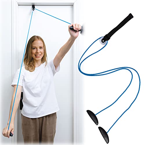 Shoulder Pulley Over The Door Physical Therapy System, Exercise Pulley, Alleviate Shoulder Pain and Facilitate Recovery from Surgery - color: Blue
