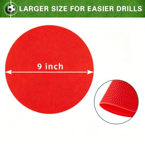 Poly Spot Markers 4inch/9 inch Non-Slip Rubber Agility Markers Flat Field Cones Floor Dots for Football, Soccer, Basketball Training Markers, School Activities, Exercise Drills, Social Distancing - style: 9inch 12Pcs(Red)
