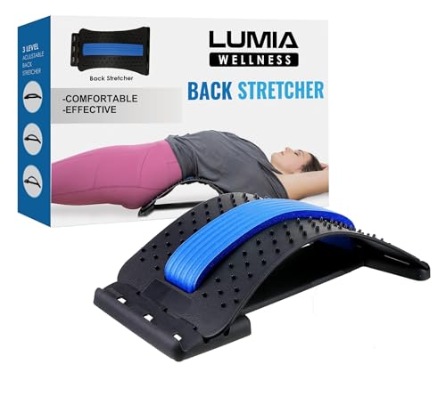 3-Level Adjustable Back Stretcher for Lower Back Pain Relief, Lumbar Back Cracking Device, Back Massager for Spine Decompression and Scoliosis