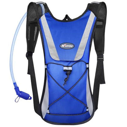 KUYOU Running Hydration Vest - Lightweight Insulated Hydration Backpack with 2L Water Bladder, Adjustable Chest Straps and Reflective Water Backpack for Running Marathon Race Hiking Cycling - color: Blue