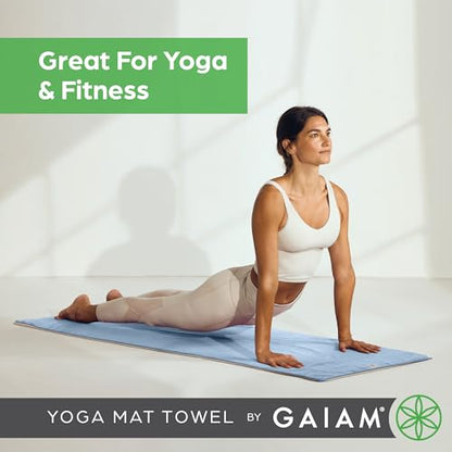 Gaiam Yoga Mat Towel, Non-Slip Microfiber (Grey) - color: Lilac Lace/Skyway 2pk