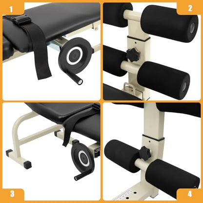 Massage Traction Bed Multifunctional Cervical Spine Stretcher Back Stretch Decompression Workout Bench Body Stretching Device for Lumbar Spine Cervical Home Indoor Workout
