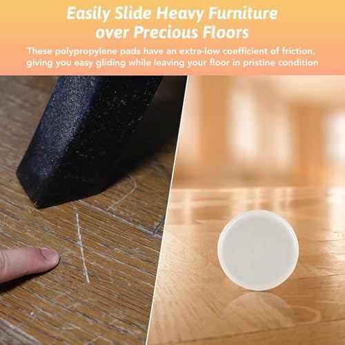 Furniture Sliders, 4 Pack 3 1/2" Reusable Heavy Furniture Sliders for Carpet Hardwood Floors, Floor Protectors(Beige)