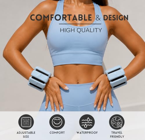 Adjustable Wrist & Ankle Weights for Women & Men – Wearable Weights Set for Walking, Pilates, Yoga, Barre, Running & Home Workouts – Comfortable Silicone Fitness Bands for Strength & Toning