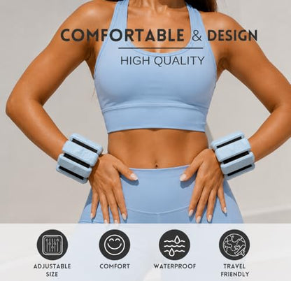 Adjustable Wrist & Ankle Weights for Women & Men – Wearable Weights Set for Walking, Pilates, Yoga, Barre, Running & Home Workouts – Comfortable Silicone Fitness Bands for Strength & Toning