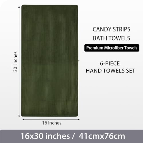 6 Pack Microfiber Hand Towels for Bathroom, 16"x30",Olive Green - color: Olive Green
