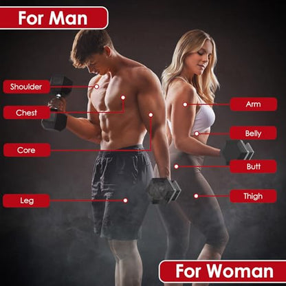 LIFERUN Rubber Grip Dumbbells Rubber Coated Cast Iron, with Anti-Slip Hex Black Dumbbell, Free Weights Dumbbell Set, 60lb/ 65lb/ 70lb/ 75lb dumbbells set of 2 - style: 60lb
