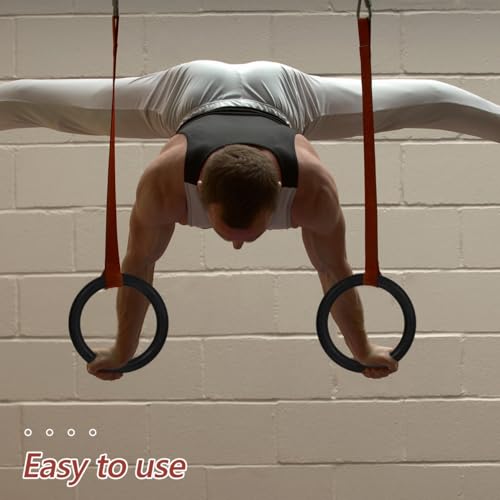 HANABASS 2Pcs Abs Gymnastics Rings 9 Inch Diameter Non-Slip Fitness Rings for Upper Body Strength Training Core Workouts and Functional Exercise at Home or Gym