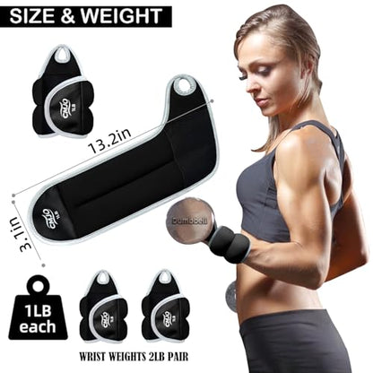 Weighted Gloves - Wrist Weights with Thumb Loops for Women, 0.5lb*2 1lb*2 2lbs*2 Set, Arm/Hand Weights for Running Walking Pilates Yoga