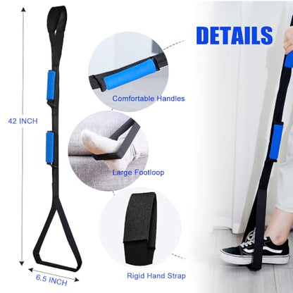 42 Inch Leg Lifter,Leg Lifter After Hip Replacement with Large Foot Loop,Mobility Aid for Disables and Elderly,Leg Lifter Strap for Knee Replacement Recovery Aids(Black) - color: Black
