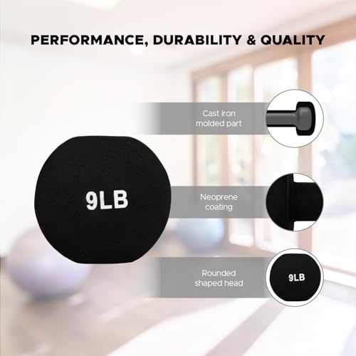 FUXION Neoprene Dumbbell Hand Weights, Sets of 2 Hexagon Non-Slip Weights for Home Gym Yoga Pilates Workout - size: 9lb Pair