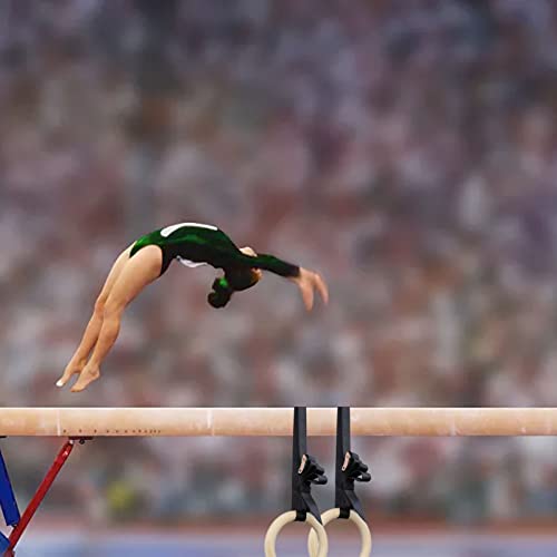 Wooden Gymnastic Rings with Adjustable Straps - Children's Gymnastic Rings for Core Workout Crossfit Bodyweight Training