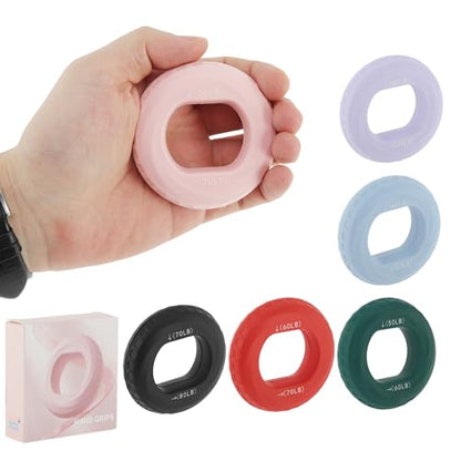 Hand Grip Strengthener, Fingers Exerciser - Silicone Rings for Muscle Training Sports Rock Climbing Finger Rehabilitation,6 Resistance Levels - color: Pink(20/30LB)with Box