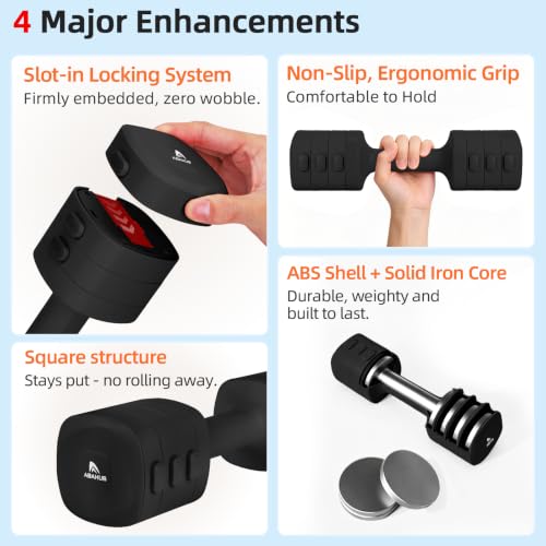 Abahub 2 in 1 Kettlebell & Dumbbell Set, Adjustable Dumbbell for Home Gym - color: Black