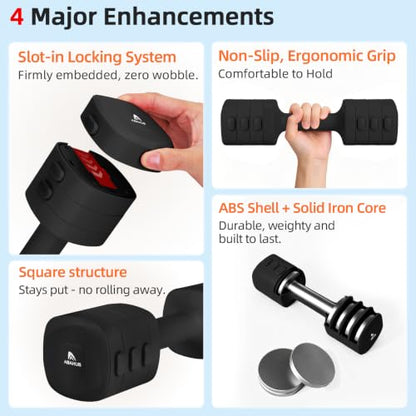 Abahub 2 in 1 Kettlebell & Dumbbell Set, Adjustable Dumbbell for Home Gym - color: Black