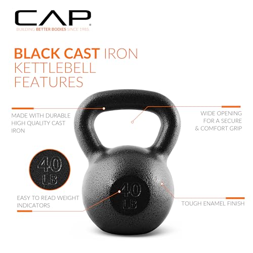 CAP Barbell Cast Iron Kettlebell - Singles and Sets, Multiple Weight Choices - size: 40 pounds