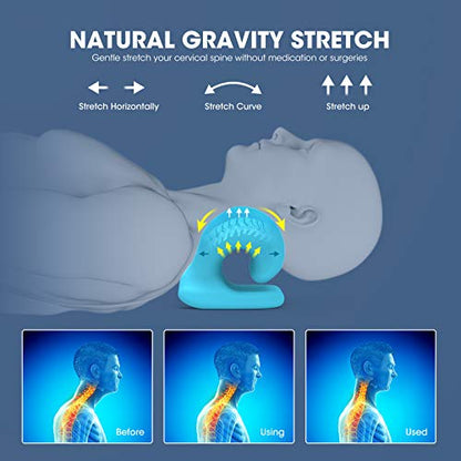 Neck and Shoulder Relaxer w/Magnetic Therapy Pillowcase, Neck Stretcher Chiropractic Pillows for Pain Relief, Cervical Traction Device for Relieve TMJ Headache Muscle Tension Spine Alignment