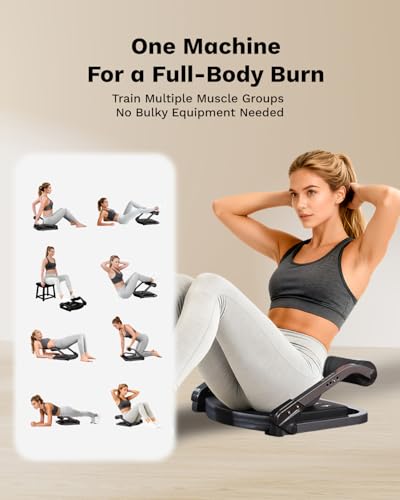 AIRHOP Ab Machine for Stomach Workout, Abs Workout Equipment for Sit Up Exercise, 4-Speed Adjustable Ab Trainer Machine with Automatic Rebound, Home Gym Abdominal Exercise Equipment for All Ages