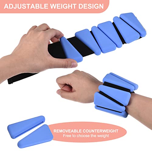 PATIKIL Ankle Weights for Women, 2Lbs Total (1Lb Each) Adjustable Wrist Weights with Removable Weights Arm Weights for Women & Men Yoga Training Walking Jogging Aerobics - color: Blue