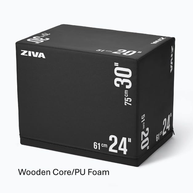 ZIVA 3-in-1 Plyo Box – Premium High-Density PE Foam or PU Wood-Foam Jump Box with Non-Slip PVC Cover – Commercial-Grade Plyometric Platform for Jump Training, Step Workouts & Home Gym (20x24x30")