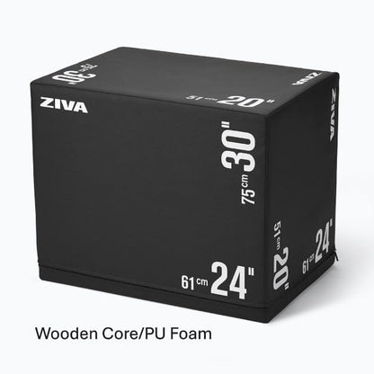 ZIVA 3-in-1 Plyo Box – Premium High-Density PE Foam or PU Wood-Foam Jump Box with Non-Slip PVC Cover – Commercial-Grade Plyometric Platform for Jump Training, Step Workouts & Home Gym (20x24x30")