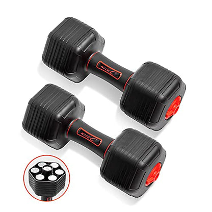 Nice C Adjustable Dumbbells, Neoprene Hand Weights - style: Black 18lb Pair