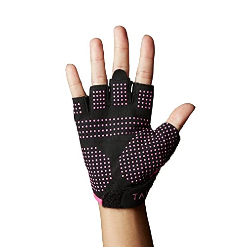 TAVI Half Finger Gym Gloves for Women - Workout Gloves with Full Coverage Grips and Adjustable Wristband - color: Pink, size: Small