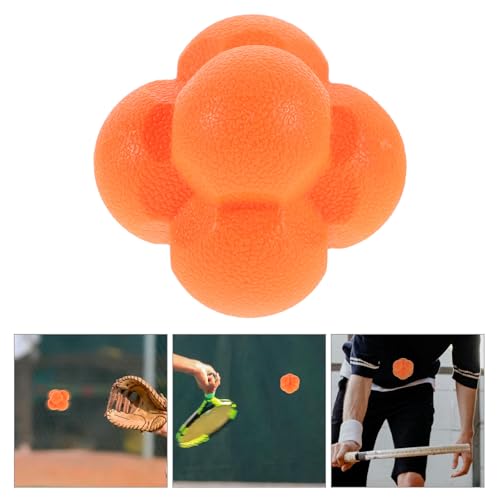 Agility Training Reaction Ball 7cm Tangerine Hexagonal Speed and Reflex Bounce Ball for Hand-Eye Coordination Soccer Baseball Boxing Training