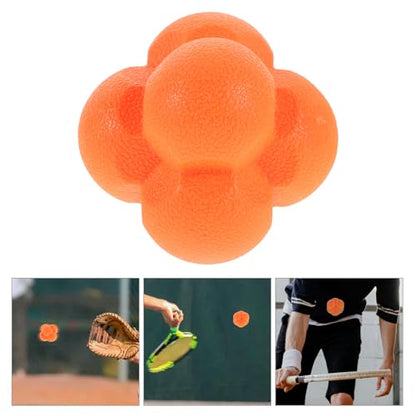 Agility Training Reaction Ball 7cm Tangerine Hexagonal Speed and Reflex Bounce Ball for Hand-Eye Coordination Soccer Baseball Boxing Training