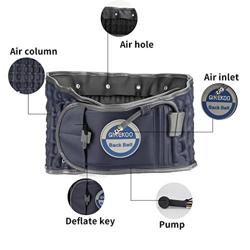 Decompression Belt - Inflatable Spinal Traction Brace for Lumbar Support and Lower Back Pain, Back Reliever for Men and Women, Navy Blue (29-49 Inch Waist)