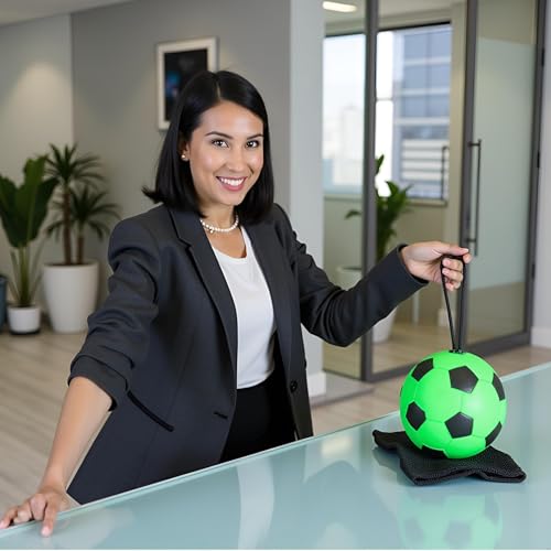 Jinshining Green Wrist Return Ball - Adjustable Bounce Back with String, Rubber Elastic Rebound Ball Finger Exercise Toy Activity and Play,Paddle with String