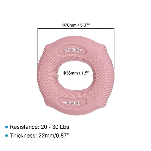 uxcell Hand Grip Strength Trainer, 3" 20-30 Lbs Silicone Rings Finger Forearms Exercise Grip Squeezer for Athletes Workout, Rock Climbing, Pink - color: Pink