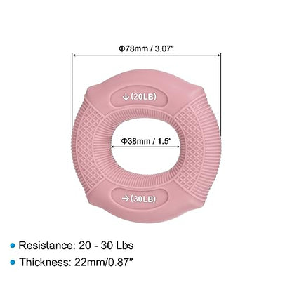 uxcell Hand Grip Strength Trainer, 3" 20-30 Lbs Silicone Rings Finger Forearms Exercise Grip Squeezer for Athletes Workout, Rock Climbing, Pink - color: Pink
