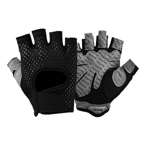 Men & Women Workout Gloves Breathable Fitness Gloves Weight Lifting Gym - color: Black with PU