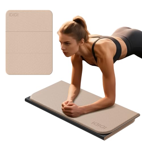Foldable Exercise Pad Extra Thick 1.2" x 14" x 24" - color: Beige+Black