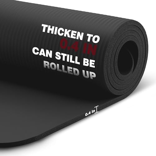 KEEP Extra Thick NBR Yoga Mat for Women & Men, 10mm Thick, 72”x24” Large Exercise Mat with Non-Slip Workout Mat for Yoga, Pilates, Stretching, Meditation – Wide & Cushioned Fitness Mat - color: Black