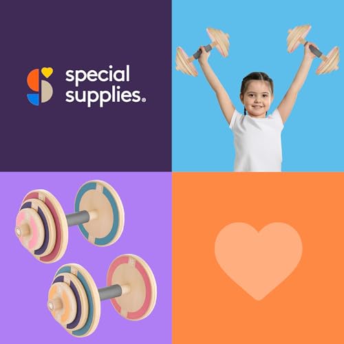 Special Supplies Kids Wooden Workout Play Weights Set - Adjustable Dumbbells and Barbell Set for Home Gym Equipment, Exercise Workout Set for Fitness Activities (Dumbbells)