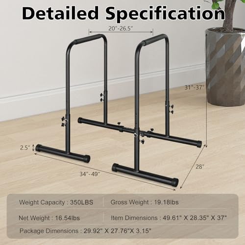 Adjustable Height Parallel Push Up Stand, Parallel Bar Station for Strength Training, Heavy Duty Steel Dip Stand Station, Home Gym Fitness Workout Dip bar Station,Tricep Dips,Pull-Ups,Push-Ups