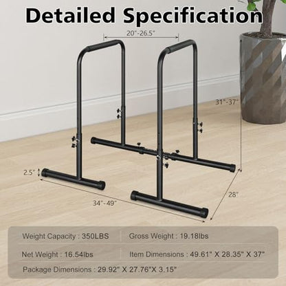Adjustable Height Parallel Push Up Stand, Parallel Bar Station for Strength Training, Heavy Duty Steel Dip Stand Station, Home Gym Fitness Workout Dip bar Station,Tricep Dips,Pull-Ups,Push-Ups