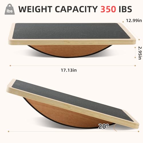 Balance Board Wobble Board for Adults and Kids - Anti-Slip 350LBS Balance Board for Physical Therapy,Balance Training,Posture Correction,Standing Desk Core Strength Wooden Balance Rocker Board