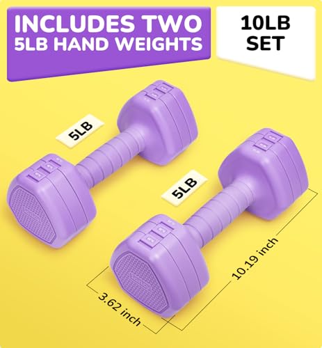 Adjustable Dumbbell Set of 2, 10LB 20LB 30LB Weight Set - color: Purple, size: 10 lbs Total-(5LB Each)