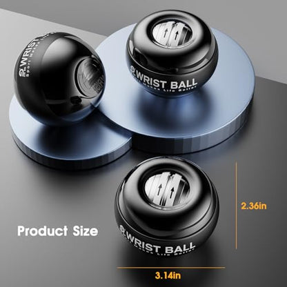 JIN BD Auto-Start Wrist Ball, Upgraded Gyroscopic Forearm Exerciser and Grip Trainer for Hand, Finger & Arm Strength Training, Wrist Strengthener with Storage Bag for Home Gym & Sports Fitness