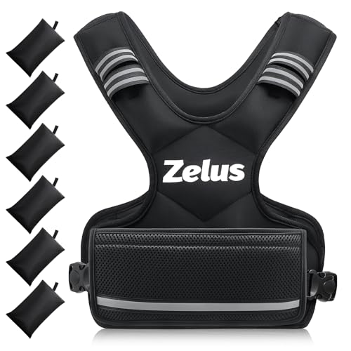 ZELUS Weighted Vest for Men and Women | 4-10lb/11-20lb/20-32lb Vest with 6 Ironsand Weights for Home Workouts | Adjustable Body Weight Vest Exercise Set for Cardio and Strength Training - color: Black, size: 4-10 lb.
