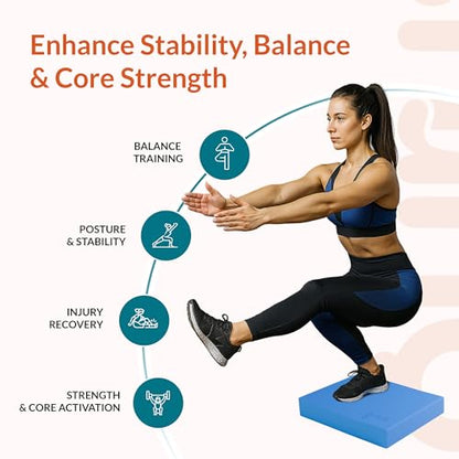 Gurus Balance Pad – High-Density Foam Balance Pad Physical Therapy for Stability & Strength, Exercise Foam Pad for Balancing, Non-Slip Lightweight Trainer for Home Gym & Rehab (Blue)