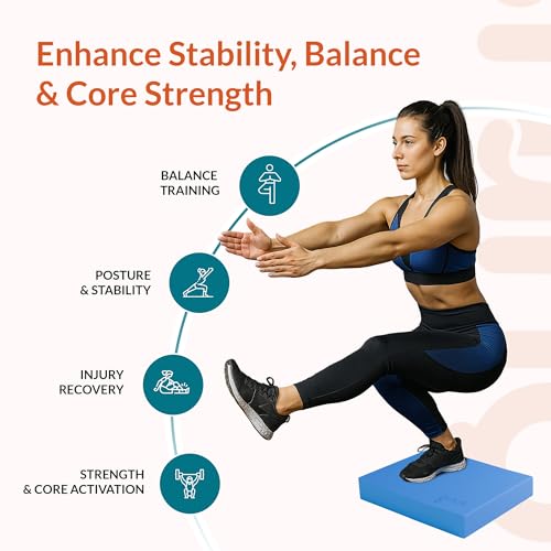 Balance Pad – High-Density Foam Balance Pad Physical Therapy for Stability & Strength, Exercise Foam Pad for Balancing, Non-Slip Lightweight Trainer for Home Gym & Rehab (Blue)