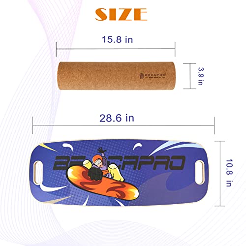 Balance Board Trainer, Wooden Balance Board with Adjustable Stoppers -3 Different Distance Options-Balance Exercise Equipment for Fitness Work - color: Purple