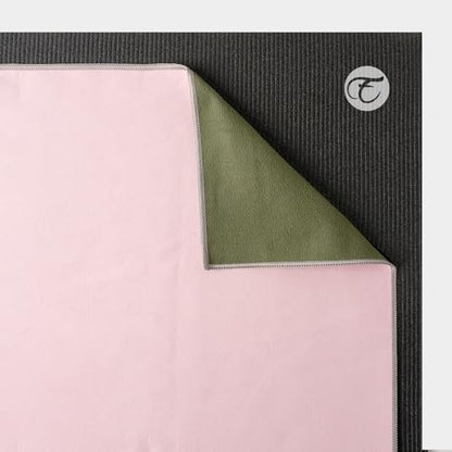 Eunzel Hot Yoga Towel, Reversible Two-Tone Non-Slip Yoga Mat Towel, Sweat Absorbent for Hot Yoga, Pilates and Workout, 72" x 26.5", Army Green& Pink - color: Army Green& Pink